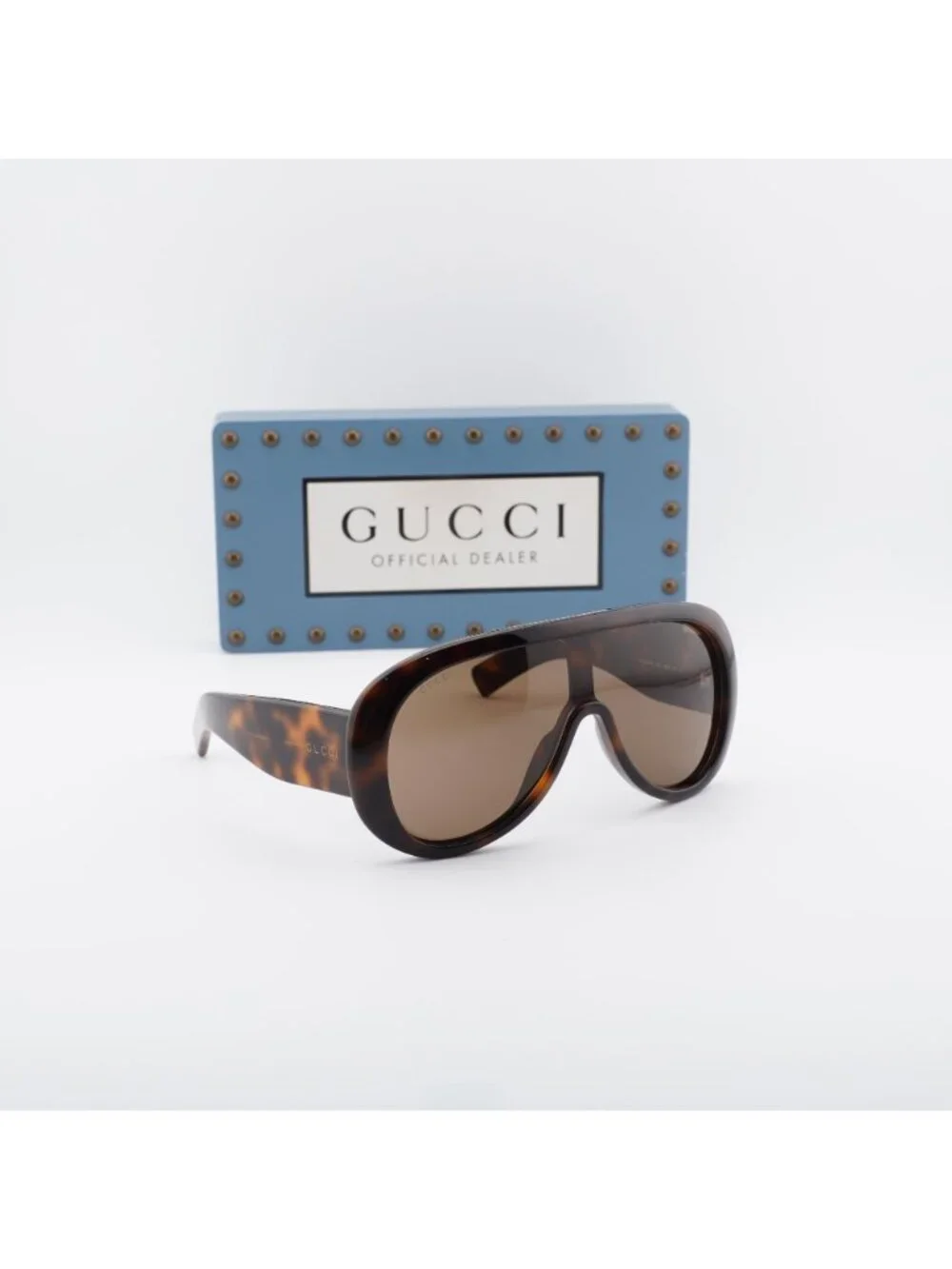 Gucci GG2164S 002 Shield Sunglasses – Havana / Brown